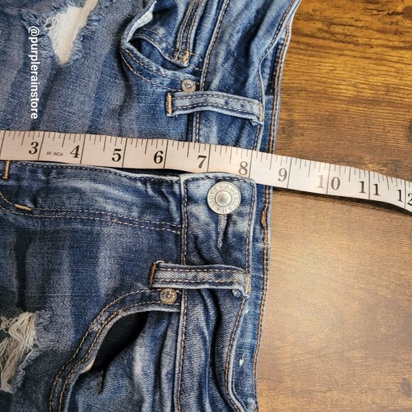 American Eagle Hi Rise Shortie Size 0 Next Level Stretch Medium Dark Wash Denim - Picture 9 of 11